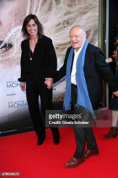 Susanne Wolff and Volker Schloendorff during the premiere of the movie 'Rueckkehr nach Montauk' at City Kino on May 3, 2017 in Munich, Germany.