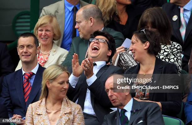 Comedian's Paul Tonkinson, Michael McIntyre and Miranda Hart in the royal box