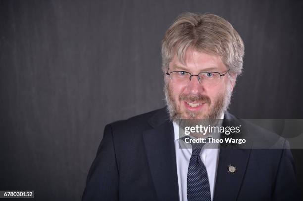 Dave Malloy poses at the 2017 Tony Awards Meet The Nominees press junket portrait studio at Sofitel New York on May 3, 2017 in New York City.