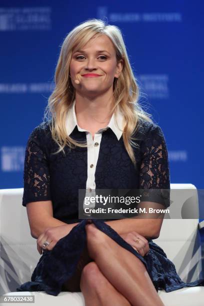 Actress Reese Witherspoon speaks during the Milken Institute Global Conference 2017 at The Beverly Hilton Hotel on May 3, 2017 in Beverly Hills,...