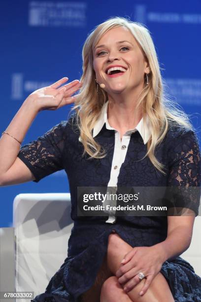Actress Reese Witherspoon speaks during the Milken Institute Global Conference 2017 at The Beverly Hilton Hotel on May 3, 2017 in Beverly Hills,...