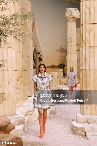 Models walk the runway during the Chanel Cruise 2017/2018 Collection Show at Grand Palais on May 3, 2017 in Paris, France.