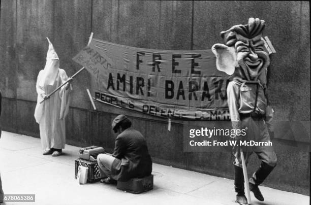 American poet and playwright Amiri Baraka stages a protest outside New York County Criminal Court building , New York, New York, June 17, 1981. At...