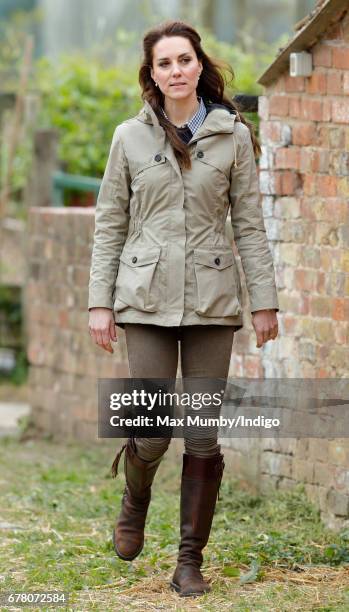 Catherine, Duchess of Cambridge visits Farms for City Children on May 3, 2017 in Arlingham, England. Farms for City Children is a charity which...