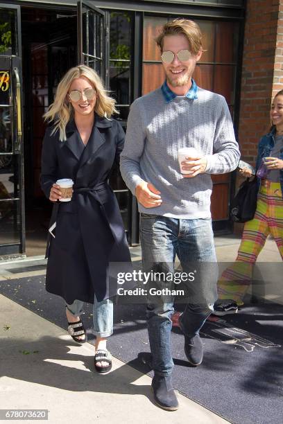 Actress Kaley Cuoco and Karl Cook are seen in the East Village on May 3, 2017 in New York City.