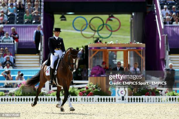 Denmark's Anne van Olst riding Clearwater in the Team and Individual Dressage Grand Prix at Greenwich Park, London.
