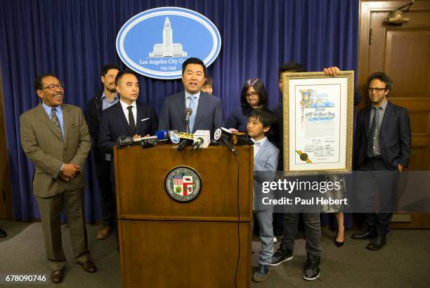 The City of Los Angeles declared May 2 Fresh Off the Boat Day. Los Angeles Mayor Eric Garcetti, Council President Herb Wesson, Jr., and Councilmember...