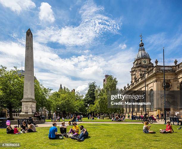 people near the cathedral church of st philip - birmingham england stock-fotos und bilder