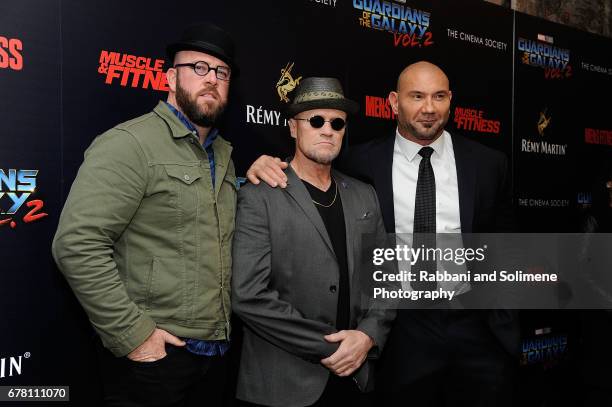 Chris Sullivan, Michael Rooker, and Dave Bautista attend a screening of Marvel Studios' "Guardians Of The Galaxy Vol. 2" hosted by The Cinema Society...