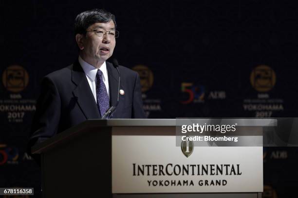 Takehiko Nakao, president of the Asian Development Bank , speaks at the 50th ADB Annual Meeting in Yokohama, Japan, on Thursday, May 4, 2017. The ADB...