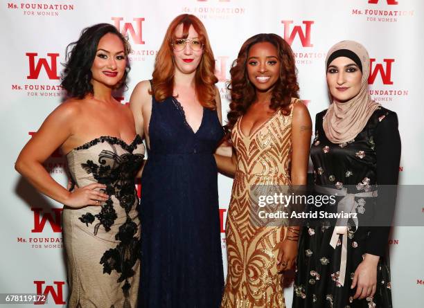 Women's March Co-Chairs and honorees Carmen Perez, Bob Bland, Tamika D Mallory and Linda Sarsour attend the Ms. Foundation for Women 2017 Gloria...