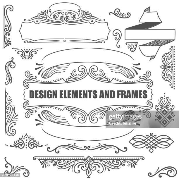 vintage banner und bilder - schnörkel bildende kunst stock-grafiken, -clipart, -cartoons und -symbole