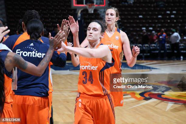 Kelly Faris of the Connecticut Sun is seen after a game against the Los Angeles Sparks on May 3, 2017 at Mohegan Sun Arena in Uncasville,...
