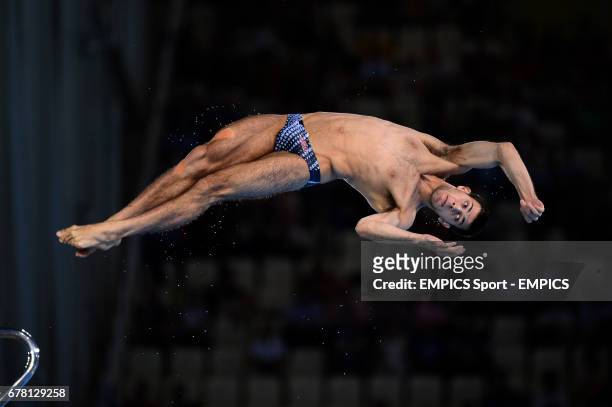 S Nicholas McCrory in action during the Men's 10m Platform Preliminary Round at the Aquatic Centre