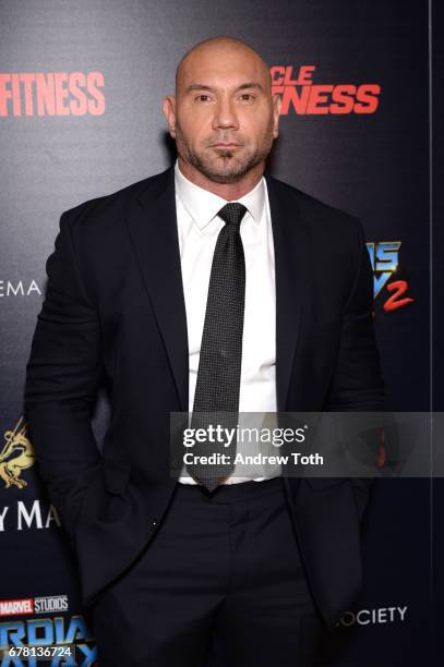 Dave Bautista attends a screening of Marvel Studios' "Guardians of the Galaxy Vol. 2" hosted by The Cinema Society at the Whitby Hotel on May 3, 2017...