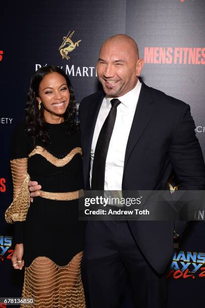 Zoe Saldana and Dave Bautista attend a screening of Marvel Studios' "Guardians of the Galaxy Vol. 2" hosted by The Cinema Society at the Whitby Hotel...