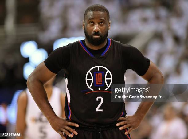 Raymond Felton of the Los Angeles Clippers looks on in the second half of their game against the Utah Jazz in Game Four of the Western Conference...