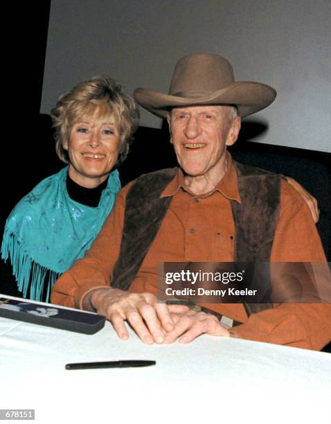 Actor James Arness poses with his wife Janet during a signing of his new book "James Arness: An Autobiography" at the Gene Autry Museum November 3,...