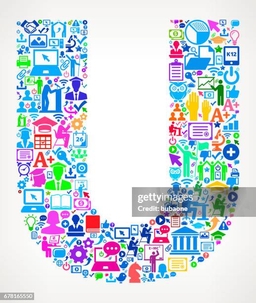 letter u e-learning college education icons background pattern - u 20 stock illustrations