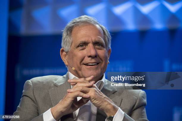 Leslie "Les" Moonves, president and chief executive officer of CBS Corp., speaks at the Milken Institute Global Conference in Beverly Hills,...