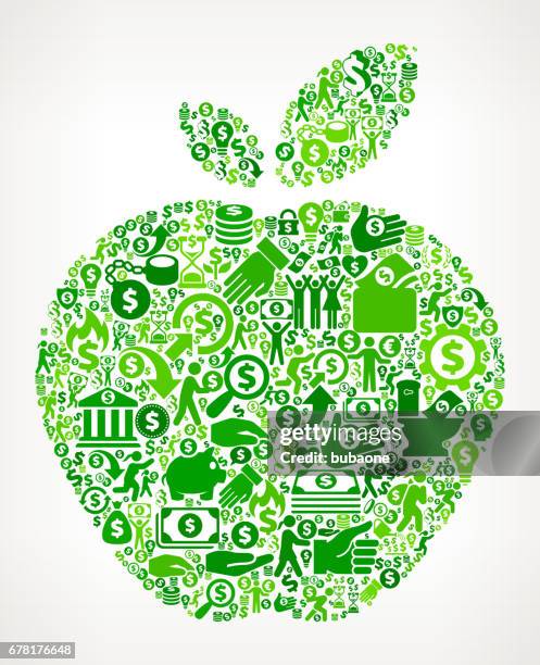 apple-geld und finanzen grüne vektor icon hintergrund - apple arrow stock-grafiken, -clipart, -cartoons und -symbole