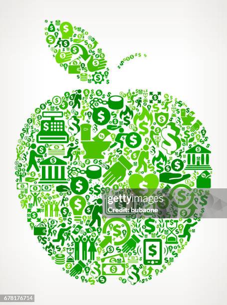 apple-geld und finanzen grüne vektor icon hintergrund - apple arrow stock-grafiken, -clipart, -cartoons und -symbole