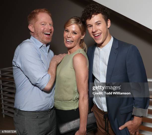 Jesse Tyler Ferguson, Julie Bowen and Nolan Gould attend ABC's "Modern Family" ATAS Event at Saban Media Center on May 3, 2017 in North Hollywood,...