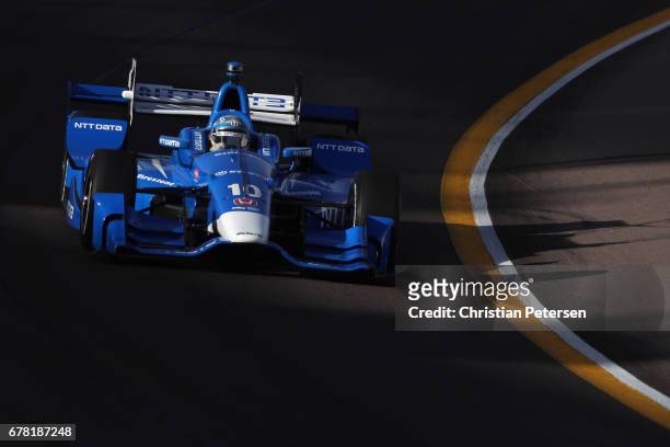 Tony Kanaan of Brazil, driver of the Chip Ganassi Racing Honda drives during practice for the Desert Diamond West Valley Phoenix Grand Prix at...