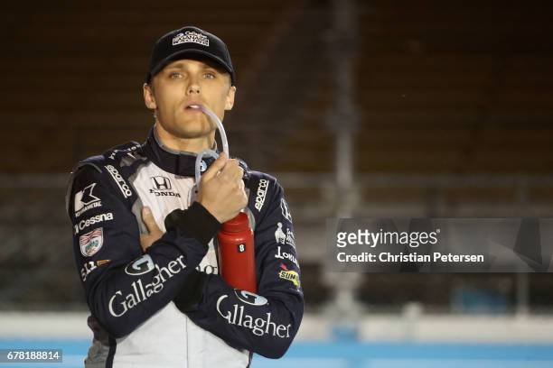Max Chilton of Great Britain, driver of the Chip Ganassi Racing Honda on the grid before qualifying for the Desert Diamond West Valley Phoenix Grand...