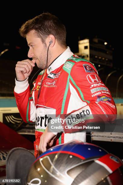 Marco Andretti, driver of the Andretti Autosport Honda on the grid before qualifying for the Desert Diamond West Valley Phoenix Grand Prix at Phoenix...