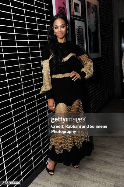 Zoe Saldana attends The Cinema Society hosts a screening of Marvel Studios' "Guardians Of The Galaxy Vol. 2"- After Party at The Skylark on May 3,...