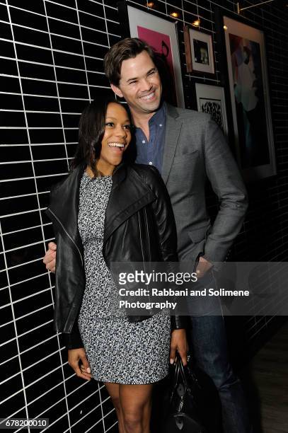 Nikki M. James and Andrew Rannells attend The Cinema Society hosts a screening of Marvel Studios' "Guardians Of The Galaxy Vol. 2"- After Party at...