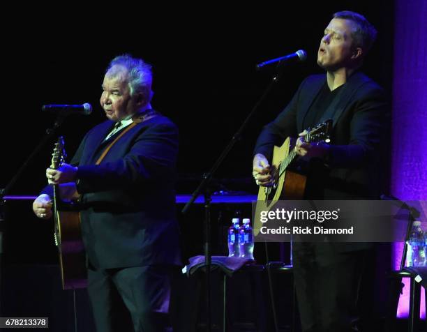 Singers/Songwriters John Prine and Jason Isbell perform during Love Letters: Thistle Farms Turns 20 at the Ryman Auditorium on May 3, 2017 in...