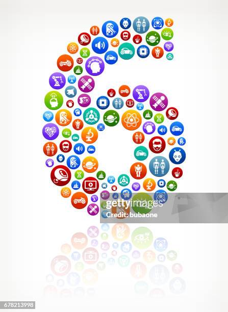 six future and futuristic technology vector button pattern - space craft engineer stock illustrations