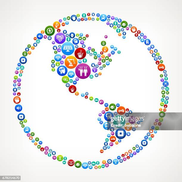 world globe future and futuristic technology vector button pattern - alien world stock illustrations