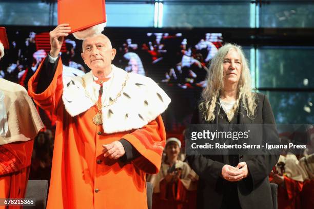 Loris Borghi The Rector of the University of Parma confer an honorary degree in Literature to the american musician and authoress Patti Smith during...