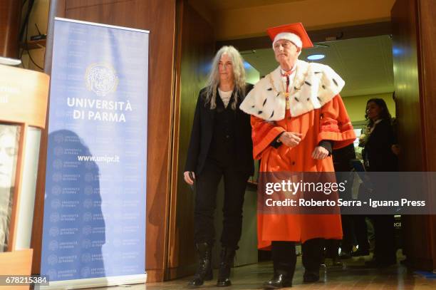 Loris Borghi The Rector of the University of Parma confer an honorary degree in Literature to the american musician and authoress Patti Smith during...