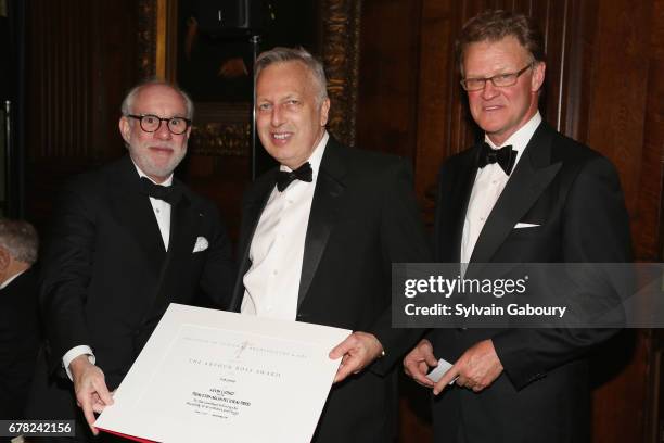 Andrew Skurman, Kevin Lippert and Russell Windham attend 2017 ICAA Arthur Ross Awards at The University Club on May 1, 2017 in New York City.