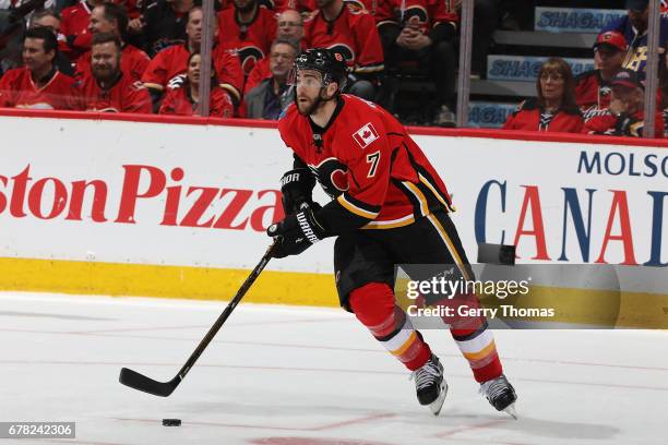 Brodie of the Calgary Flames skates against the Anaheim Ducks during Game Four of the Western Conference First Round during the 2017 NHL Stanley Cup...