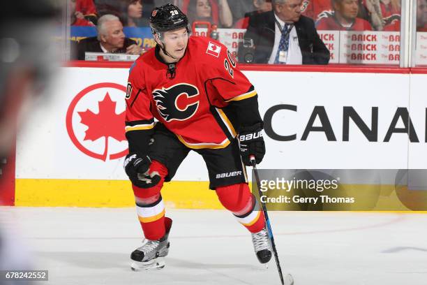 Curtis Lazar of the Calgary Flames skates against the Anaheim Ducks during Game Four of the Western Conference First Round during the 2017 NHL...