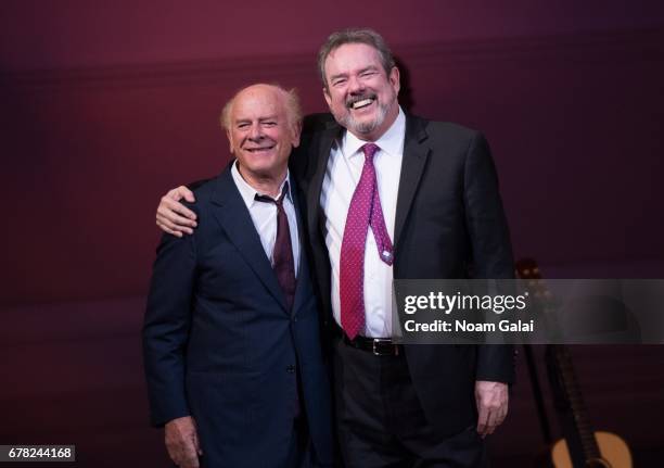 Art Garfunkel and Jimmy Webb perform during a tribute concert honoring Jimmy Webb at Carnegie Hall on May 3, 2017 in New York City.