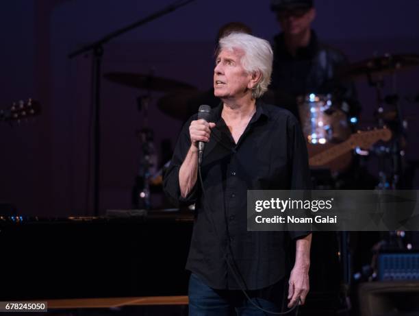 Graham Nash performs during a tribute concert honoring Jimmy Webb at Carnegie Hall on May 3, 2017 in New York City.