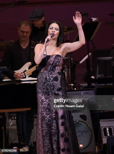 Catherine Zeta-Jones performs during a tribute concert honoring Jimmy Webb at Carnegie Hall on May 3, 2017 in New York City.