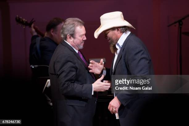 Jimmy Webb and Toby Keith perform during a tribute concert honoring Jimmy Webb at Carnegie Hall on May 3, 2017 in New York City.