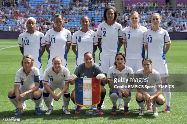 France squad.Top row Elodie Thomis, Marie-Laure Delie, Laura Georges, Wendie Renard, Corine Franco, Gaetane Thiney. Bottom row Sandrine Soubeyrand,...