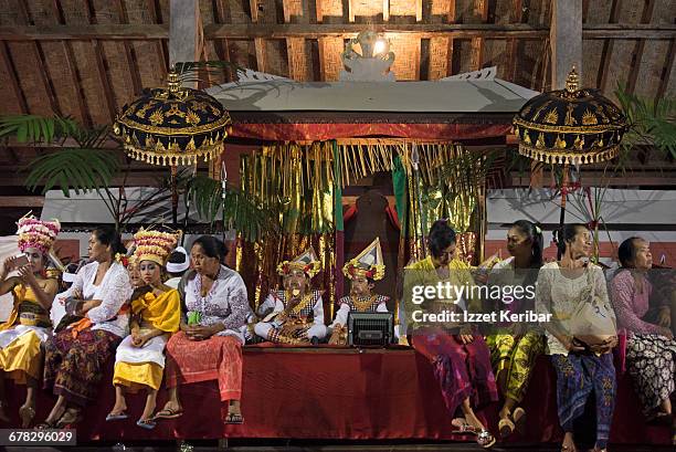 galungan festival at batukaru temple,bali island - balinese headdress stock pictures, royalty-free photos & images