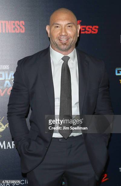Actor Dave Bautista attend the screening of Marvel Studios' "Guardians Of The Galaxy Vol. 2" hosted by The Cinema Society at the Whitby Hotel on May...