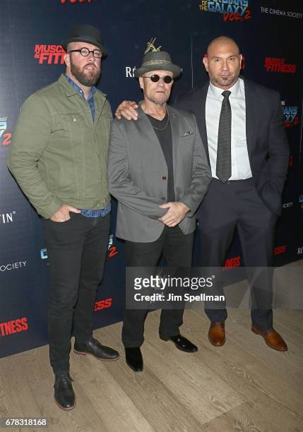 Actors Chris Sullivan, Michael Rooker and Dave Bautista attend the screening of Marvel Studios' "Guardians Of The Galaxy Vol. 2" hosted by The Cinema...