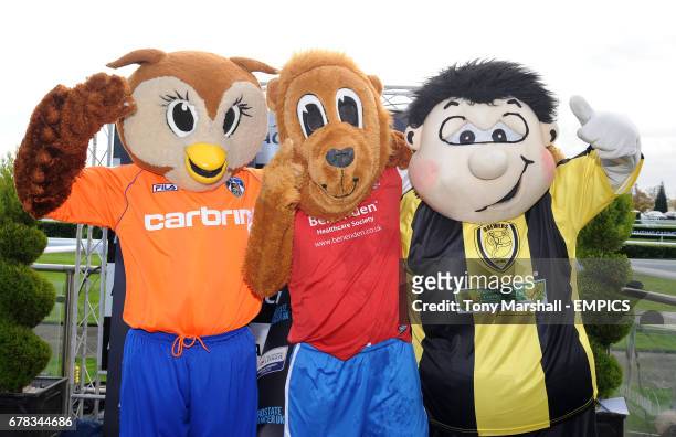 Winners of the Football League Mascot Race, in support of Prostate Cancer UK. Winner from York City FC Yorkie the Lion , 2nd place Burton Albion FC's...