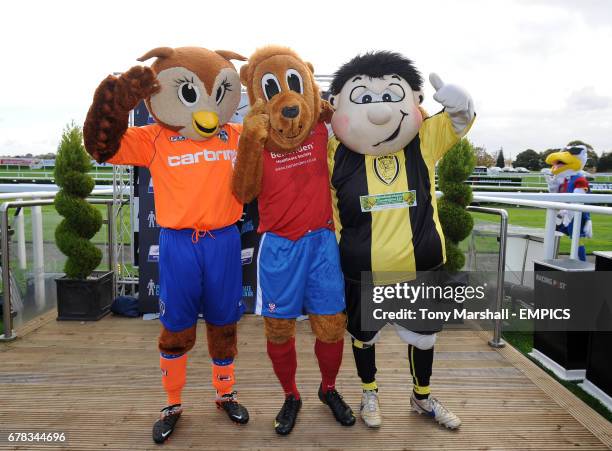 Winners of the Football League Mascot Race, in support of Prostate Cancer UK. Winner from York City FC Yorkie the Lion , 2nd place Burton Albion FC's...